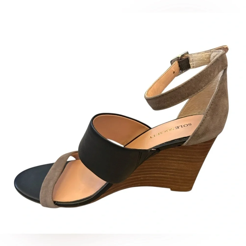Sole Society Two-Tone Wedge Sandals Size 7 Excellent Condition